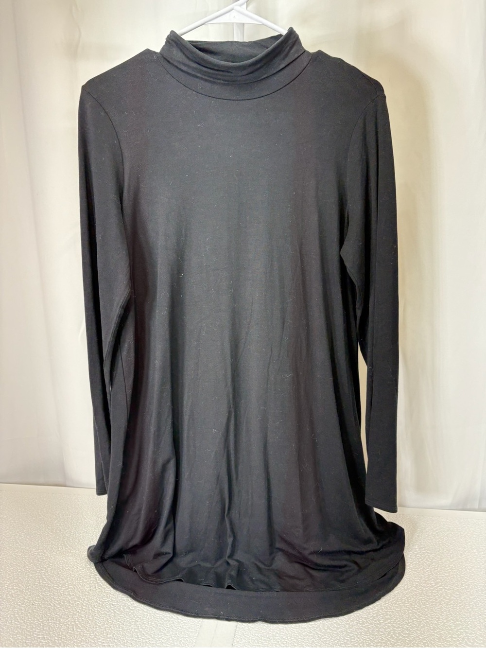 Eileen Fisher Black Rollneck Long-Sleeve Tunic Top 4278